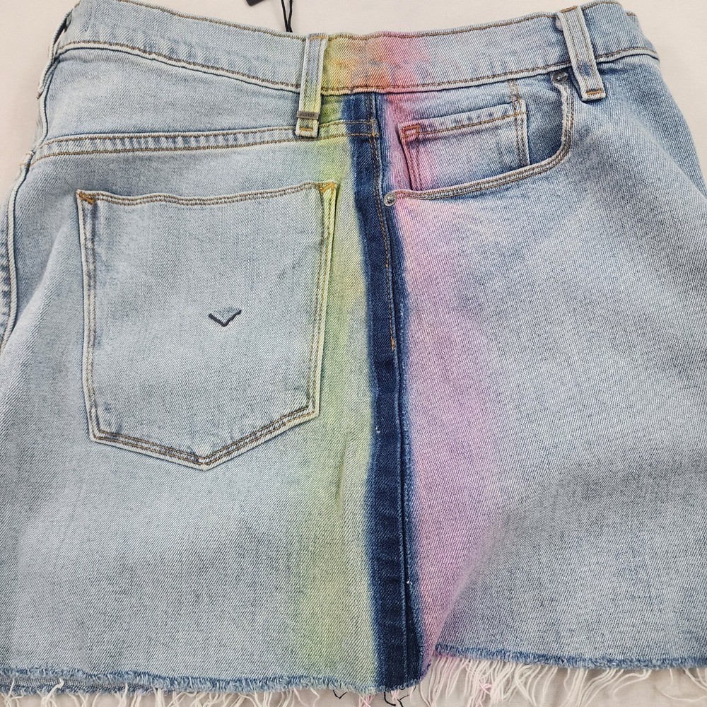 Hudson women Viper mini skirt WR834DVA blue sz 26 USA made $195 rainbow